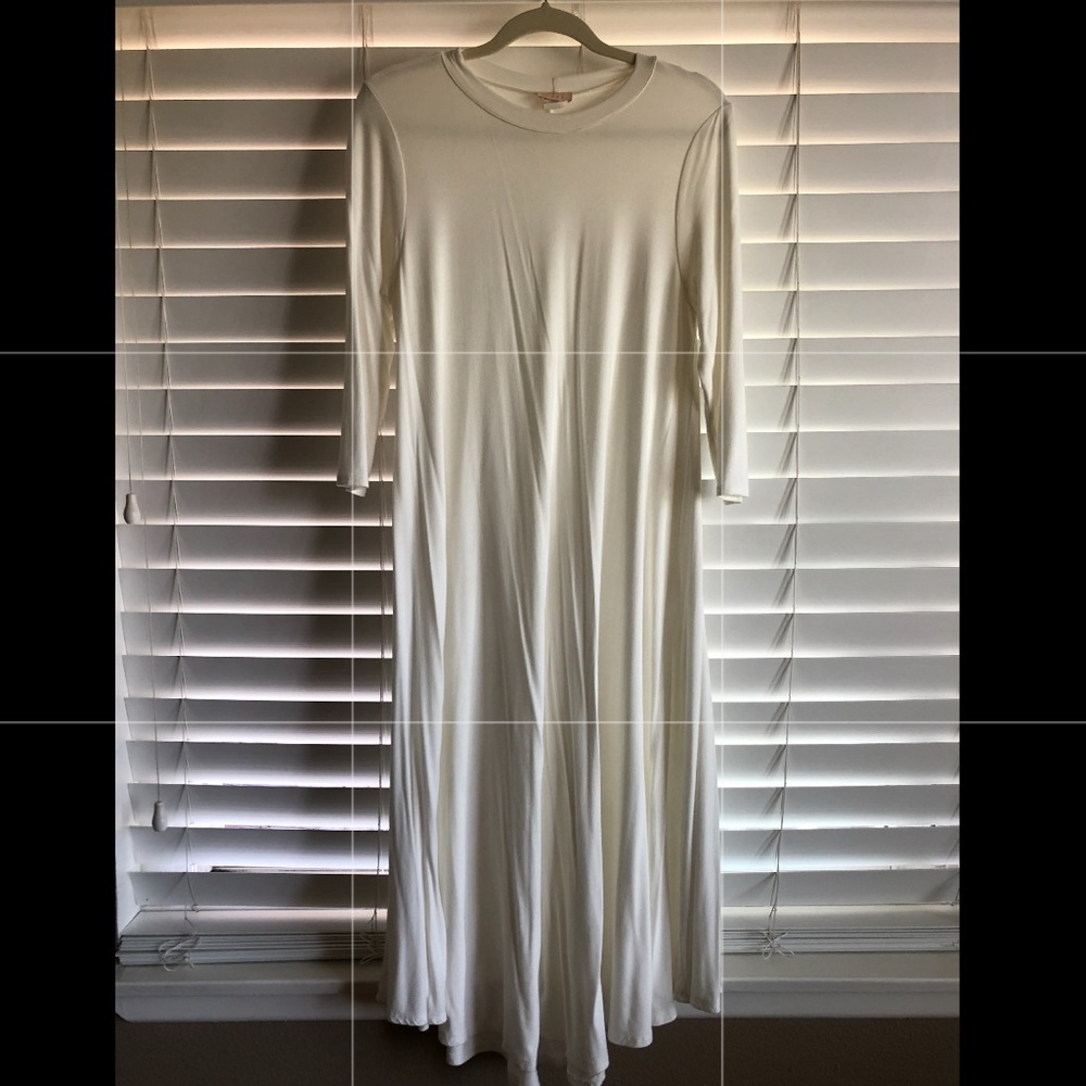 Mock Neck Trapeze Midi Dress - L